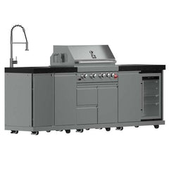 FORNO Bulnes 30-Inch BBQ, 60,000 BTU, 3 Burners with Sear & Rotisserie Infrared Burners, Stainless Steel Outdoor Kitchen with 1.8 cu.ft. Beverage Center & Countertops - FODKT2506 - The Home Selection