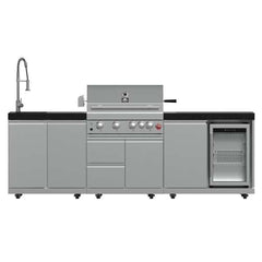 FORNO Bulnes 30-Inch BBQ, 60,000 BTU, 3 Burners with Sear & Rotisserie Infrared Burners, Stainless Steel Outdoor Kitchen with 1.8 cu.ft. Beverage Center & Countertops - FODKT2506 - The Home Selection