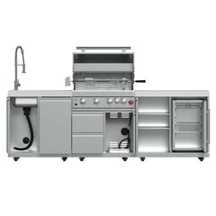 FORNO Bulnes 30-Inch BBQ, 60,000 BTU, 3 Burners with Sear & Rotisserie Infrared Burners, Stainless Steel Outdoor Kitchen with 1.8 cu.ft. Beverage Center & Countertops - FODKT2506 - The Home Selection