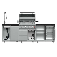 FORNO Bulnes 30-Inch BBQ, 60,000 BTU, 3 Burners with Sear & Rotisserie Infrared Burners, Stainless Steel Outdoor Kitchen with 1.8 cu.ft. Beverage Center & Countertops - FODKT2506 - The Home Selection