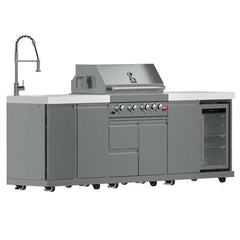 FORNO Bulnes 30-Inch BBQ, 60,000 BTU, 3 Burners with Sear & Rotisserie Infrared Burners, Stainless Steel Outdoor Kitchen with 1.8 cu.ft. Beverage Center & Countertops - FODKT2506 - The Home Selection