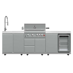 FORNO Bulnes 30-Inch BBQ, 60,000 BTU, 3 Burners with Sear & Rotisserie Infrared Burners, Stainless Steel Outdoor Kitchen with 1.8 cu.ft. Beverage Center & Countertops - FODKT2506 - The Home Selection
