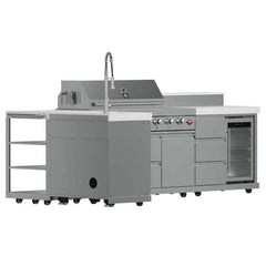 FORNO Bulnes 40-Inch BBQ, 95,000 BTU, 5 Burners, Sear & Rotisserie Infrared with Side Burner, Stainless Steel Outdoor Kitchen with 1.8 cu.ft. Beverage Center & Sintered Stone Countertops - FODKT2520 - The Home Selection