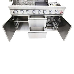 FORNO Bulnes 40-Inch BBQ, 95,000 BTU, 5 Burners, Sear & Rotisserie Infrared with Side Burner, Stainless Steel Outdoor Kitchen with 1.8 cu.ft. Beverage Center & Sintered Stone Countertops - FODKT2520 - The Home Selection