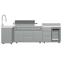 FORNO Bulnes 40-Inch BBQ, 95,000 BTU, 5 Burners, Sear & Rotisserie Infrared with Side Burner, Stainless Steel Outdoor Kitchen with 1.8 cu.ft. Beverage Center & Sintered Stone Countertops - FODKT2520 - The Home Selection