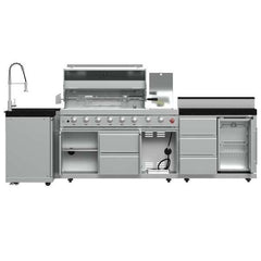 FORNO Bulnes 40-Inch BBQ, 95,000 BTU, 5 Burners, Sear & Rotisserie Infrared with Side Burner, Stainless Steel Outdoor Kitchen with 1.8 cu.ft. Beverage Center & Sintered Stone Countertops - FODKT2520 - The Home Selection