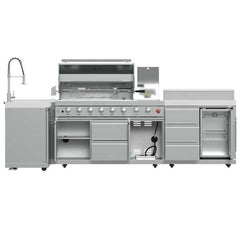 FORNO Bulnes 40-Inch BBQ, 95,000 BTU, 5 Burners, Sear & Rotisserie Infrared with Side Burner, Stainless Steel Outdoor Kitchen with 1.8 cu.ft. Beverage Center & Sintered Stone Countertops - FODKT2520 - The Home Selection
