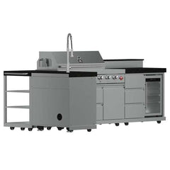 FORNO Bulnes 40-Inch BBQ, 95,000 BTU, 5 Burners, Sear & Rotisserie Infrared with Side Burner, Stainless Steel Outdoor Kitchen with 1.8 cu.ft. Beverage Center & Sintered Stone Countertops - FODKT2520 - The Home Selection