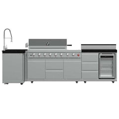 FORNO Bulnes 40-Inch BBQ, 95,000 BTU, 5 Burners, Sear & Rotisserie Infrared with Side Burner, Stainless Steel Outdoor Kitchen with 1.8 cu.ft. Beverage Center & Sintered Stone Countertops - FODKT2520 - The Home Selection
