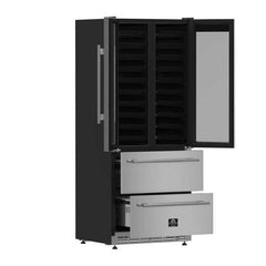 Forno Campania 32" Wine Cooler Stainless Steel, Dual Wine Zones, 2 Beverage Drawers, 17.7 cu.ft. - FWCDR6635-32S - The Home Selection