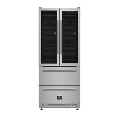 Forno Campania 32" Wine Cooler Stainless Steel, Dual Wine Zones, 2 Beverage Drawers, 17.7 cu.ft. - FWCDR6635-32S - The Home Selection