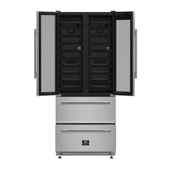 Forno Campania 32" Wine Cooler Stainless Steel, Dual Wine Zones, 2 Beverage Drawers, 17.7 cu.ft. - FWCDR6635-32S - The Home Selection