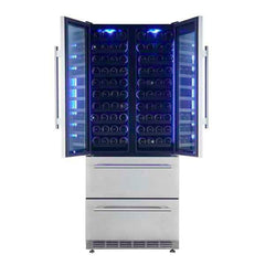 Forno Campania 32" Wine Cooler Stainless Steel, Dual Wine Zones, 2 Beverage Drawers, 17.7 cu.ft. - FWCDR6635-32S - The Home Selection