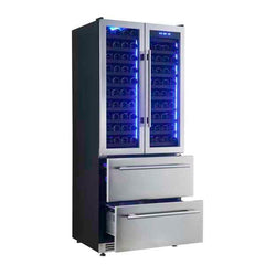 Forno Campania 32" Wine Cooler Stainless Steel, Dual Wine Zones, 2 Beverage Drawers, 17.7 cu.ft. - FWCDR6635-32S - The Home Selection