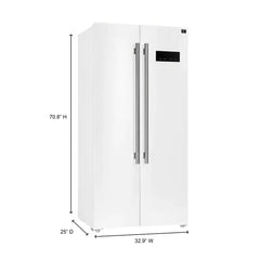 Forno Espresso 33" 15.6 cu. ft. Refrigerator in White with Silver Handles, FFRBI1805-33WHT - The Home Selection