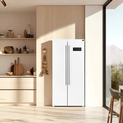 Forno Espresso 33" 15.6 cu. ft. Refrigerator in White with Silver Handles, FFRBI1805-33WHT - The Home Selection
