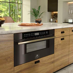 Forno Espresso Capoliveri 30" Microwave Drawer in Black, 1.2 cu.ft., 1000 Watt, Defrost Rack - FMWDR3000-30BLK - The Home Selection
