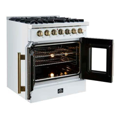 Forno Galiano 30" Freestanding French Door Dual Fuel Range - FFSGS6356-30 - The Home Selection