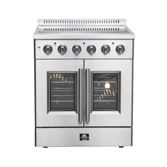 Forno Galiano 30" French Door Electric Range with Convection Oven in Stainless Steel - FFSEL6917-30 - The Home Selection