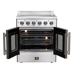 Forno Galiano 30" French Door Electric Range with Convection Oven in Stainless Steel - FFSEL6917-30 - The Home Selection
