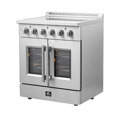 Forno Galiano 30" French Door Electric Range with Convection Oven in Stainless Steel - FFSEL6917-30 - The Home Selection