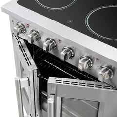 Forno Galiano 30" French Door Electric Range with Convection Oven in Stainless Steel - FFSEL6917-30 - The Home Selection
