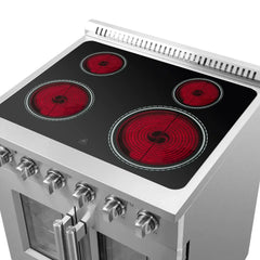 Forno Galiano 30" French Door Electric Range with Convection Oven in Stainless Steel - FFSEL6917-30 - The Home Selection