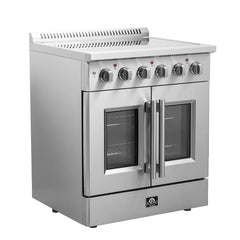 Forno Galiano 30" French Door Electric Range with Convection Oven in Stainless Steel - FFSEL6917-30 - The Home Selection