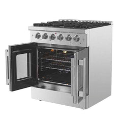 Forno Galiano 30-Inch Freestanding French Door Gas Range, 4 Burners, Convection Oven, Energy Efficient - FFSGS6444-30 - The Home Selection