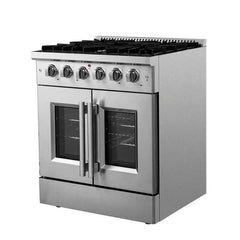 Forno Galiano 30-Inch Freestanding French Door Gas Range, 4 Burners, Convection Oven, Energy Efficient - FFSGS6444-30 - The Home Selection