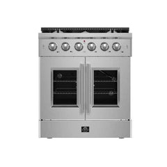 Forno Galiano 30-Inch Freestanding French Door Gas Range, 4 Burners, Convection Oven, Energy Efficient - FFSGS6444-30 - The Home Selection