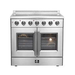 Forno Galiano 36" French Door Electric Range with Convection Oven in Stainless Steel - FFSEL6917-36 - The Home Selection