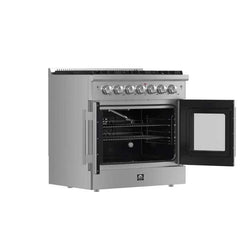 Forno Galiano 36-inch French Door Gas Range Black and Antique Brass Design, 6 Sealed Burners 83,000 BTU, 5.36 cu.ft. Convection Oven - FFSGS6444-36 - The Home Selection