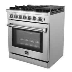 Forno Lazio 30-Inch Freestanding Dual Fuel Range, 4 Burners, True Convection Oven - FFSGS6196-30 - The Home Selection
