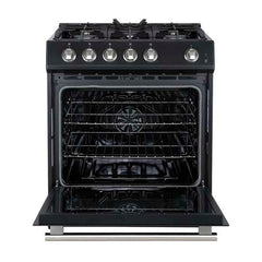 Forno Leonardo Espresso 30" Black Gas Range, 5 Burners, 39 500 BTU, 5 cu.ft. Convection Oven - FFSGS1116-30BLK - The Home Selection
