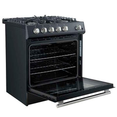 Forno Leonardo Espresso 30" Black Gas Range, 5 Burners, 39 500 BTU, 5 cu.ft. Convection Oven - FFSGS1116-30BLK - The Home Selection