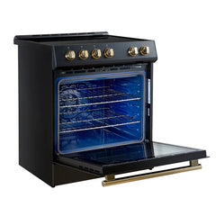 Forno Leonardo Espresso 30-Inch Slide-In Black Induction Range - FFSIN0982-30BLK - The Home Selection