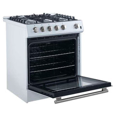 Forno Leonardo Espresso 30" White Gas Range, 5 Burners, 39 500 BTU, 5 cu.ft. Convection Oven - FFSGS1116-30WHT - The Home Selection