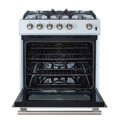Forno Leonardo Espresso 30" White Gas Range, 5 Burners, 39 500 BTU, 5 cu.ft. Convection Oven - FFSGS1116-30WHT - The Home Selection