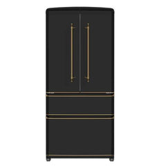 Forno Luigi 18 cu.ft. French Door Refrigerator White, Antique Brass Handles - FFFFD1791-33 - The Home Selection