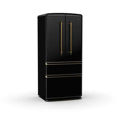 Forno Luigi 18 cu.ft. French Door Refrigerator White, Antique Brass Handles - FFFFD1791-33 - The Home Selection