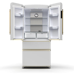 Forno Luigi 18 cu.ft. French Door Refrigerator White, Antique Brass Handles - FFFFD1791-33 - The Home Selection