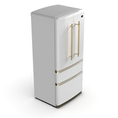 Forno Luigi 18 cu.ft. French Door Refrigerator White, Antique Brass Handles - FFFFD1791-33 - The Home Selection