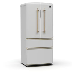 Forno Luigi 18 cu.ft. French Door Refrigerator White, Antique Brass Handles - FFFFD1791-33 - The Home Selection