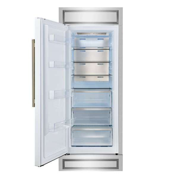 Forno Maderno 28-Inch Built-In Convertible Refrigerator in White with Antique Brass Handle, 13.6 cu.ft. with Decorative Grill - 32-Inch Wide - FFFFD1722-32 - The Home Selection