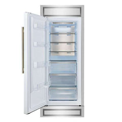 Forno Maderno 28-Inch Built-In Convertible Refrigerator in White with Antique Brass Handle, 13.6 cu.ft. with Decorative Grill - 32-Inch Wide - FFFFD1722-32 - The Home Selection