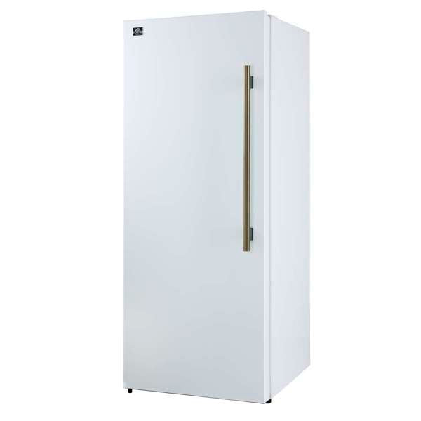Forno Maderno 28-Inch Built-In Convertible Refrigerator in White with Antique Brass Handle, 13.6 cu.ft. with Decorative Grill - 32-Inch Wide - FFFFD1722-32 - The Home Selection