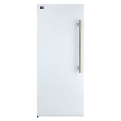 Forno Maderno 28-Inch Built-In Convertible Refrigerator in White with Antique Brass Handle, 13.6 cu.ft. with Decorative Grill - 32-Inch Wide - FFFFD1722-32 - The Home Selection