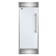 Forno Maderno 28-Inch Built-In Convertible Refrigerator in White with Antique Brass Handle, 13.6 cu.ft. with Decorative Grill - 32-Inch Wide - FFFFD1722-32 - The Home Selection