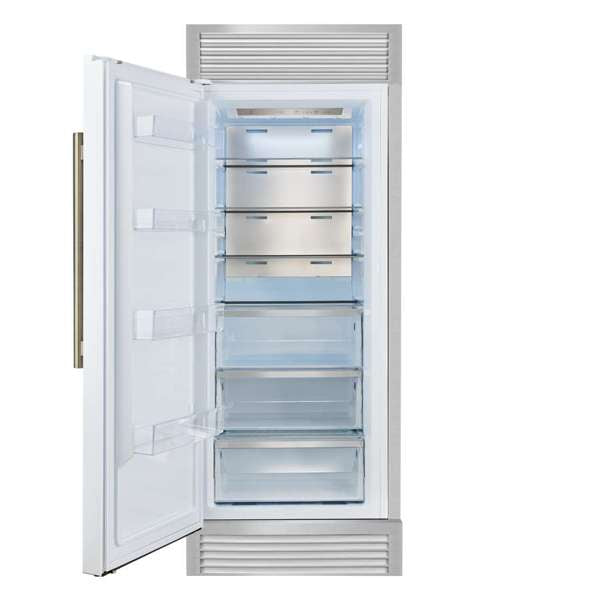 Forno Maderno 28-Inch Built-In Convertible Refrigerator in White with Antique Brass Handle, 13.6 cu.ft. with Decorative Trim - 32-Inch Wide - FFFFD1722-32 - The Home Selection